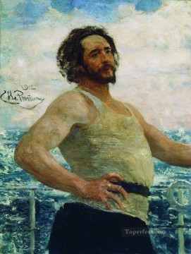 イリヤ・レーピン Painting - ヨットに乗った作家レオニード・ニコラエヴィチ・アンドレーエフの肖像画 1912年イリヤ・レーピン